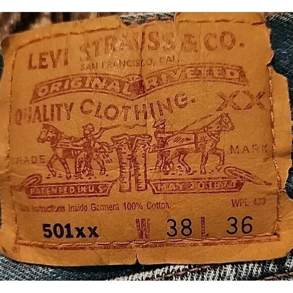 Levi 501xx Vintage Mens 38x36 Jeans Straight Y2k Button Fly - Picture 5 of 10